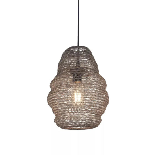 Searchlight Pendant Lights Lux & Belle Small Collapsible Mesh Shade - Matt Silver - Searchlight Pendant Lights Lux & Belle Small Collapsible Mesh Shade - Matt Silver