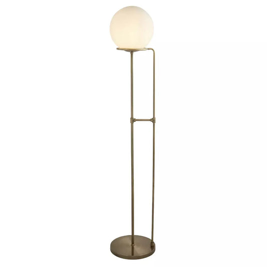 Searchlight Table Lamps Sphere Floor Lamp - Antique Brass Metal & Opal Glass - Floor Lamps Searchlight Table Lamps Sphere Floor Lamp - Antique Brass Metal & Opal Glass Floor Lamps