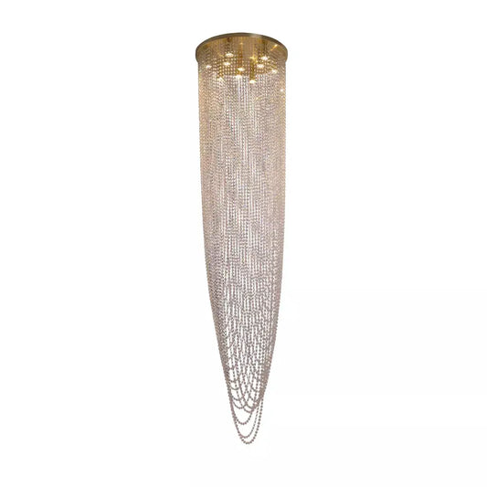 Searchlight Pendant Lights Swoop 10Lt Pendant, Satin Brass & Clear Crystal - Searchlight Pendant Lights Swoop 10Lt Pendant, Satin Brass & Clear Crystal
