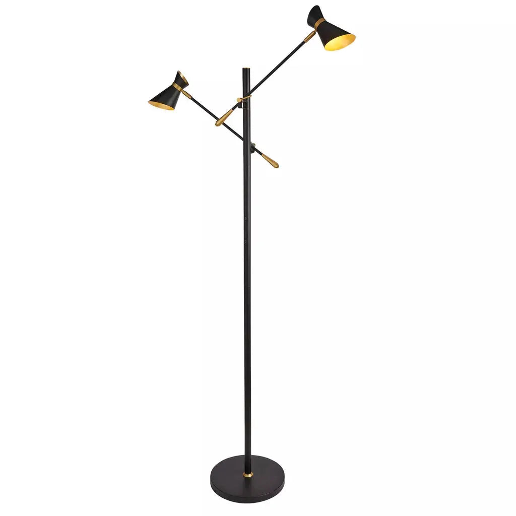 Searchlight Table Lamps Diablo 2Lt Floor Lamp - Black & Gold Metal - Floor Lamps Searchlight Table Lamps Diablo 2Lt Floor Lamp - Black & Gold Metal Floor Lamps