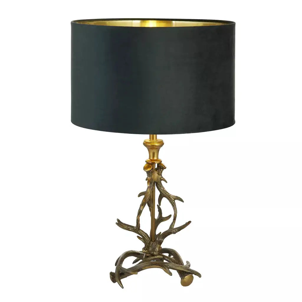 searchlight table lamps Lux & Belle Antler Table Lamp -Antique Brass & Green Shade - searchlight table lamps Lux & Belle Antler Table Lamp -Antique Brass & Green Shade