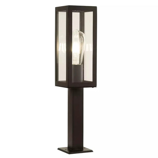 Searchlight Outdoor Bollards Box Outdoor Post - Black Metal & Clear Glass - Searchlight Outdoor Bollards Box Outdoor Post - Black Metal & Clear Glass