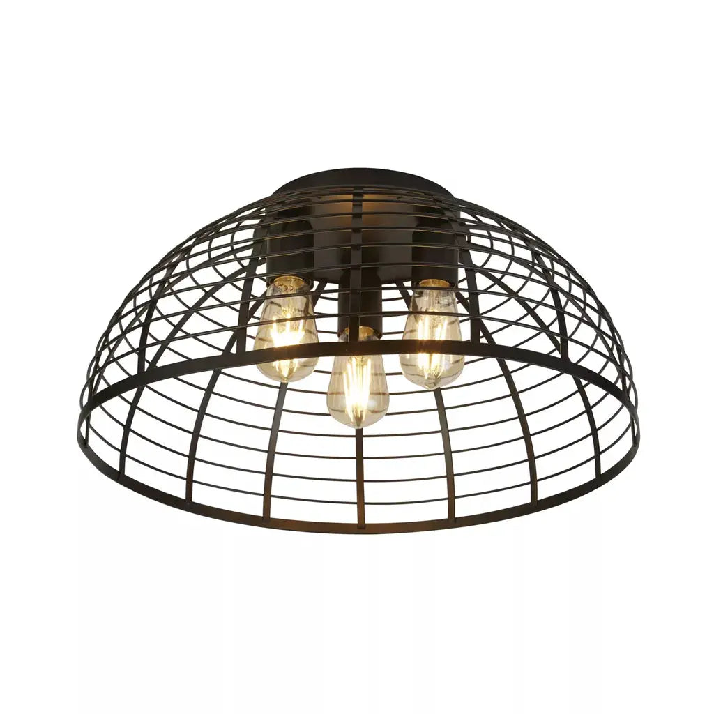 searchlight ceiling lights Vision Cage 3Lt Flush - Matt Black Metal - searchlight ceiling lights Vision Cage 3Lt Flush - Matt Black Metal