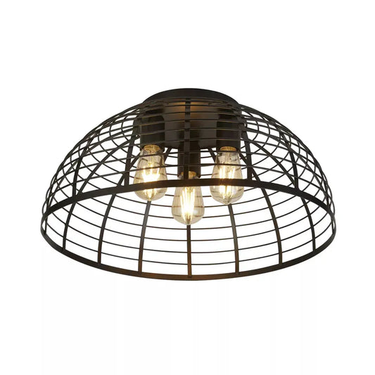 searchlight ceiling lights Vision Cage 3Lt Flush - Matt Black Metal - searchlight ceiling lights Vision Cage 3Lt Flush - Matt Black Metal