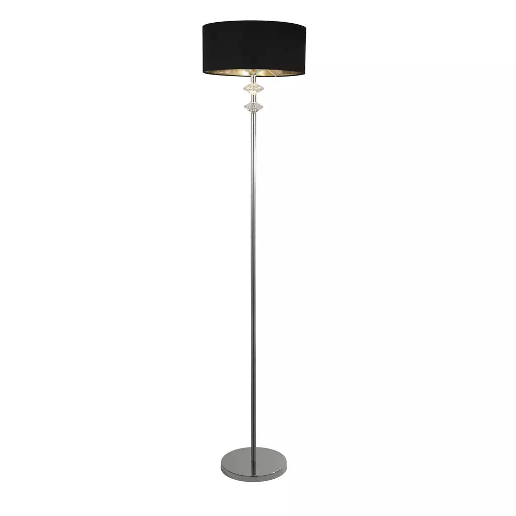 Searchlight Table Lamps Ontario Floor Lamp - Chrome Metal & Black Fabric Shade# - Floor Lamps Searchlight Table Lamps Ontario Floor Lamp - Chrome Metal & Black Fabric Shade# Floor Lamps