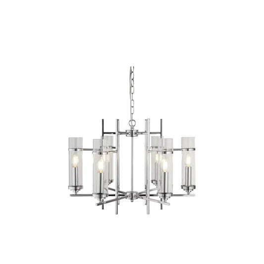 Searchlight Pendant Lights Milo 6Lt Pendant - Chrome Metal & Glass - Searchlight Pendant Lights Milo 6Lt Pendant - Chrome Metal & Glass