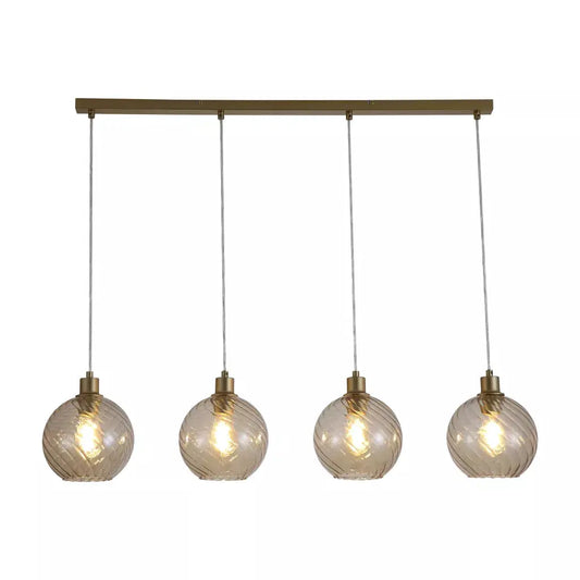 Searchlight Pendant Lights Radiance 4Lt Bar Pendant, Gold Metal and Champagne Glass - Searchlight Pendant Lights Radiance 4Lt Bar Pendant, Gold Metal and Champagne Glass