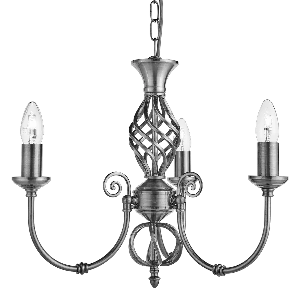 Searchlight Pendant Lights Zanzibar 3Lt Ceiling Pendant - Satin Silver - Searchlight Pendant Lights Zanzibar 3Lt Ceiling Pendant - Satin Silver