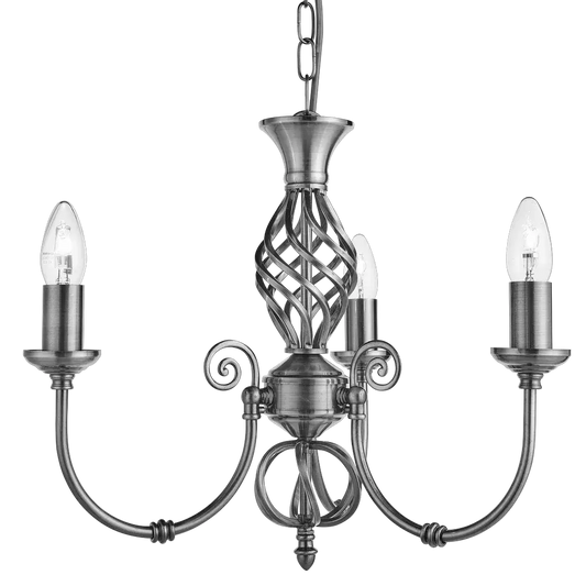 Searchlight Pendant Lights Zanzibar 3Lt Ceiling Pendant - Satin Silver - Searchlight Pendant Lights Zanzibar 3Lt Ceiling Pendant - Satin Silver
