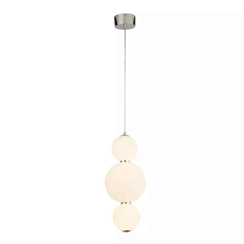 Searchlight Pendant Lights Snowball 3Lt Pendant - Chrome Metal & Opal Glass - Searchlight Pendant Lights Snowball 3Lt Pendant - Chrome Metal & Opal Glass