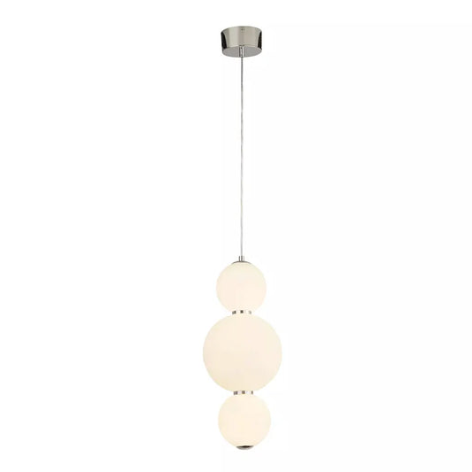 Searchlight Pendant Lights Snowball 3Lt Pendant - Chrome Metal & Opal Glass - Searchlight Pendant Lights Snowball 3Lt Pendant - Chrome Metal & Opal Glass