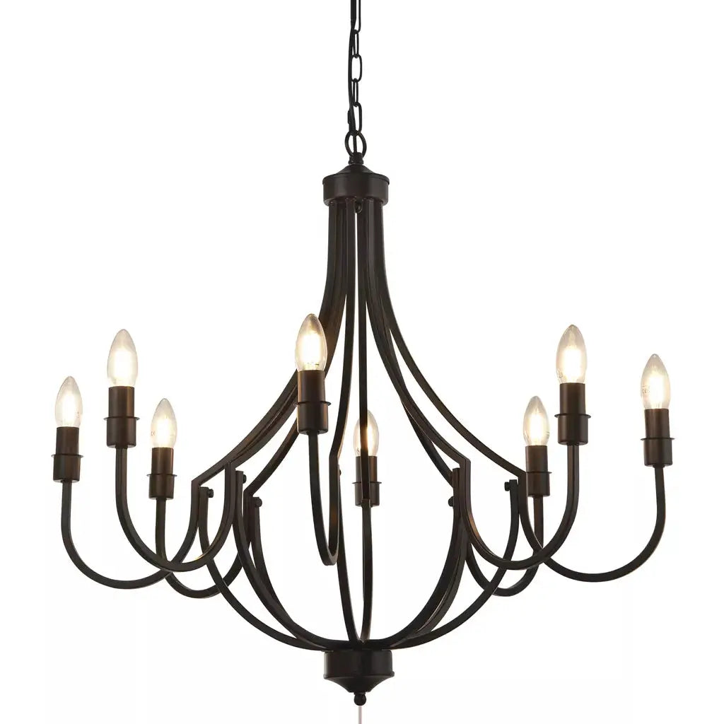 Searchlight Pendant Lights Lodge 8Lt Pendant - Black Metal - Searchlight Pendant Lights Lodge 8Lt Pendant - Black Metal