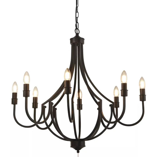 Searchlight Pendant Lights Lodge 8Lt Pendant - Black Metal - Searchlight Pendant Lights Lodge 8Lt Pendant - Black Metal