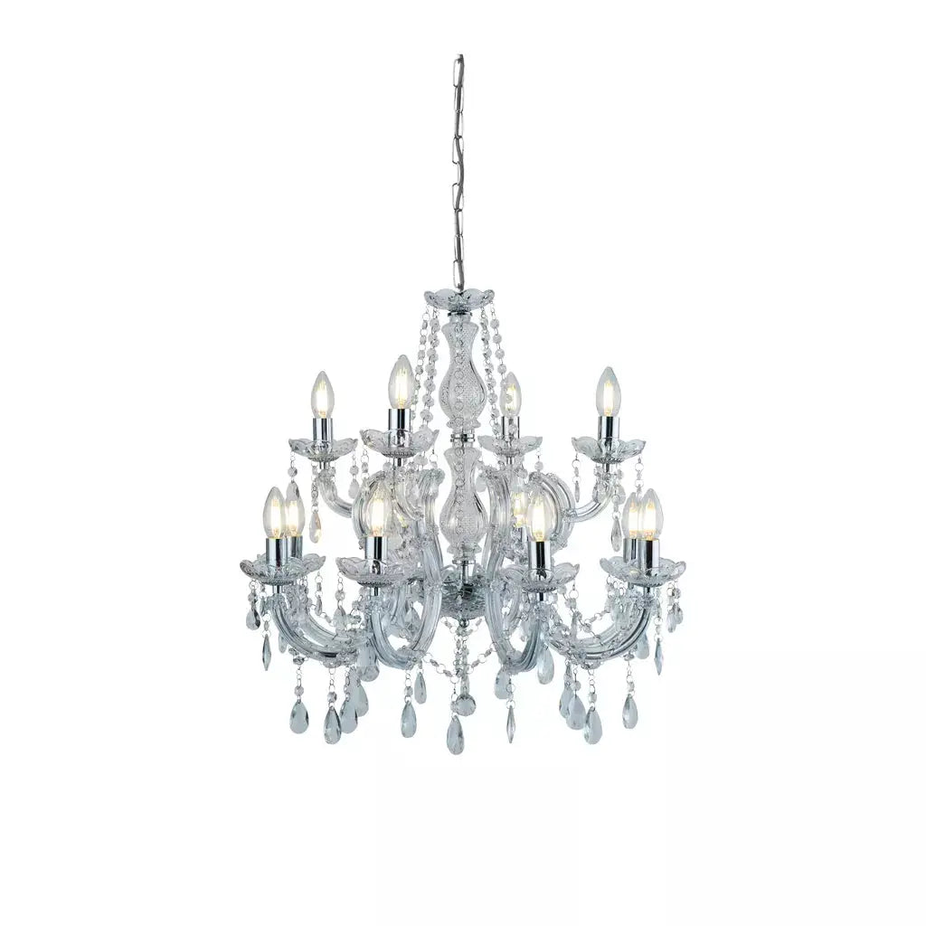 searchlight chandlier Marie Therese 12Lt Chandelier - Chrome Metal & Clear Acrylic - searchlight chandlier Marie Therese 12Lt Chandelier - Chrome Metal & Clear Acrylic