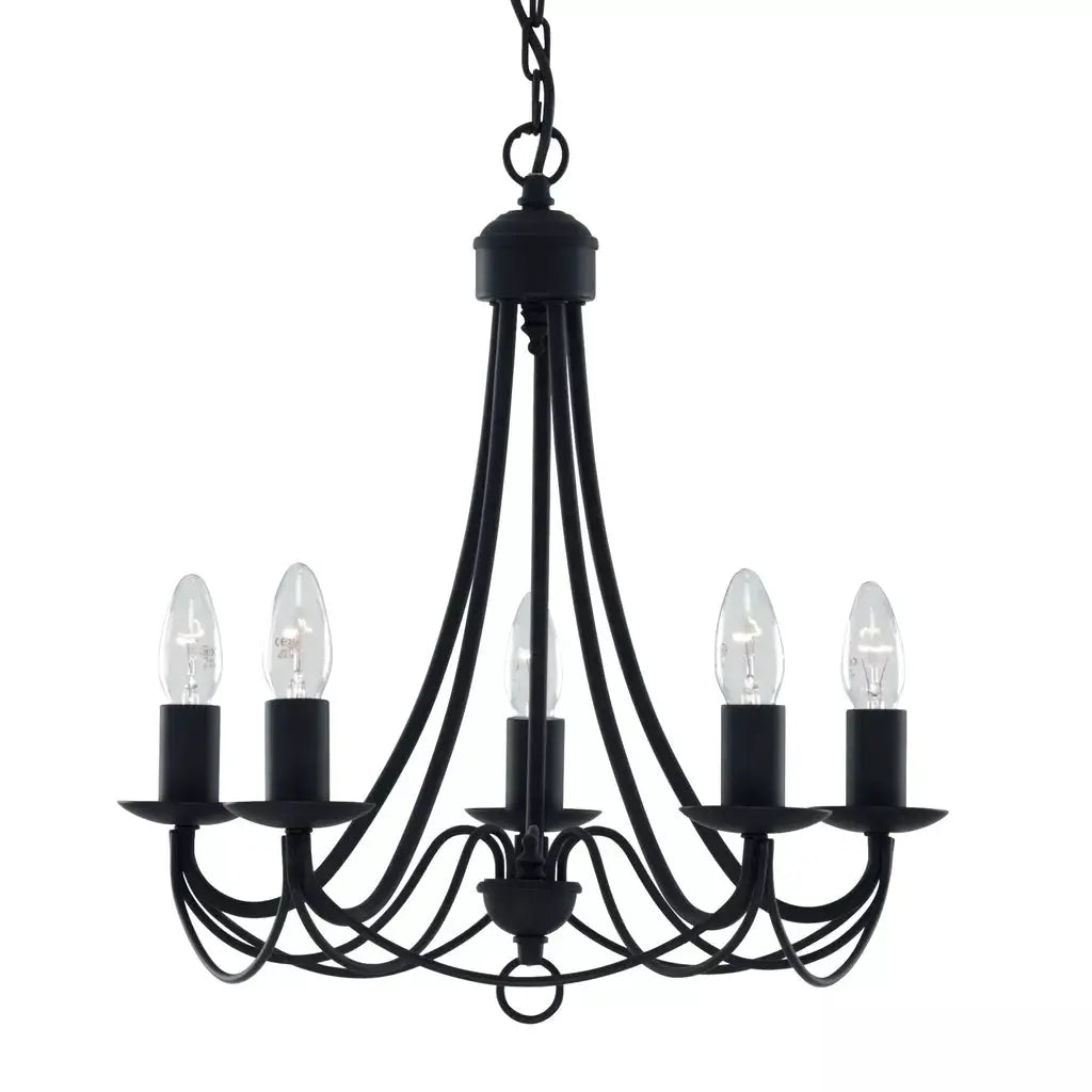 Searchlight Pendant Lights Maypole 5Lt Pendant - Black Metal - Searchlight Pendant Lights Maypole 5Lt Pendant - Black Metal