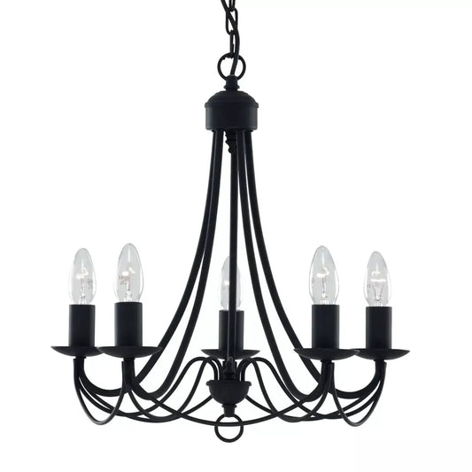 Searchlight Pendant Lights Maypole 5Lt Pendant - Black Metal - Searchlight Pendant Lights Maypole 5Lt Pendant - Black Metal