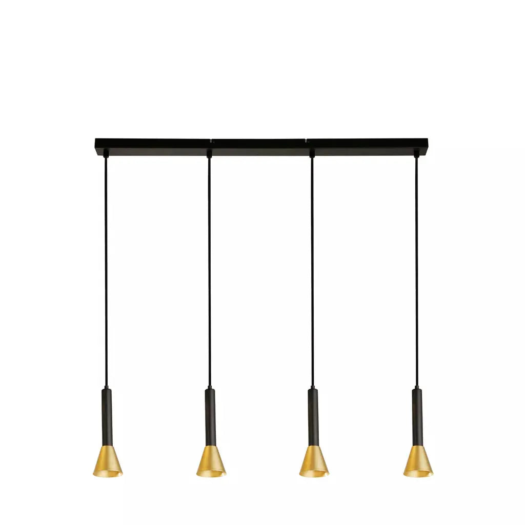 Searchlight Pendant Lights Signal 4Lt Bar Pendant - Black & Gold Metal - Searchlight Pendant Lights Signal 4Lt Bar Pendant - Black & Gold Metal