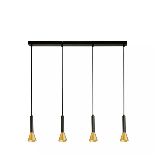 Searchlight Pendant Lights Signal 4Lt Bar Pendant - Black & Gold Metal - Searchlight Pendant Lights Signal 4Lt Bar Pendant - Black & Gold Metal