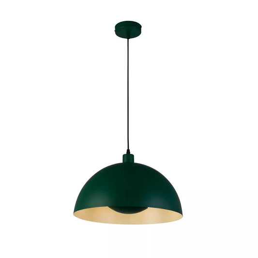 Searchlight Pendant Lights Mars 1LT Pendant, Matt Green Metal & Cream Inner 25cm - Searchlight Pendant Lights Mars 1LT Pendant, Matt Green Metal & Cream Inner 25cm