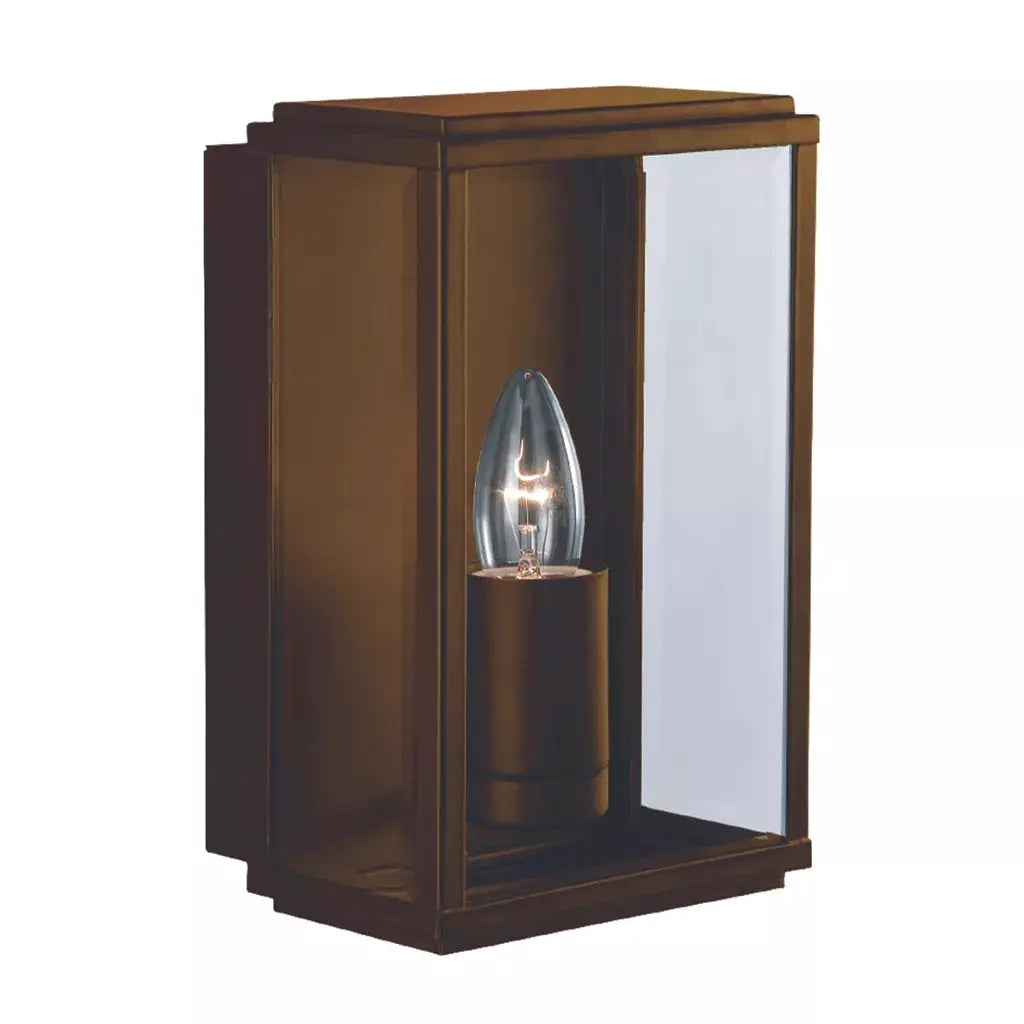outdoor walllights Box Outdoor Wall Light - Rustic Brown & Glass - outdoor walllights Box Outdoor Wall Light - Rustic Brown & Glass