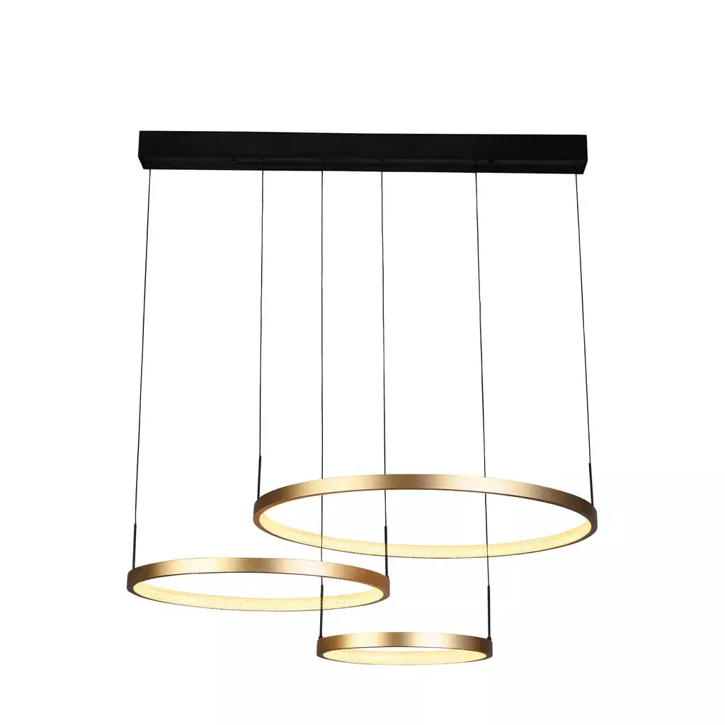 Searchlight Pendant Lights Grace 3 Ring Pendant - Black & Gold Metal - Searchlight Pendant Lights Grace 3 Ring Pendant - Black & Gold Metal