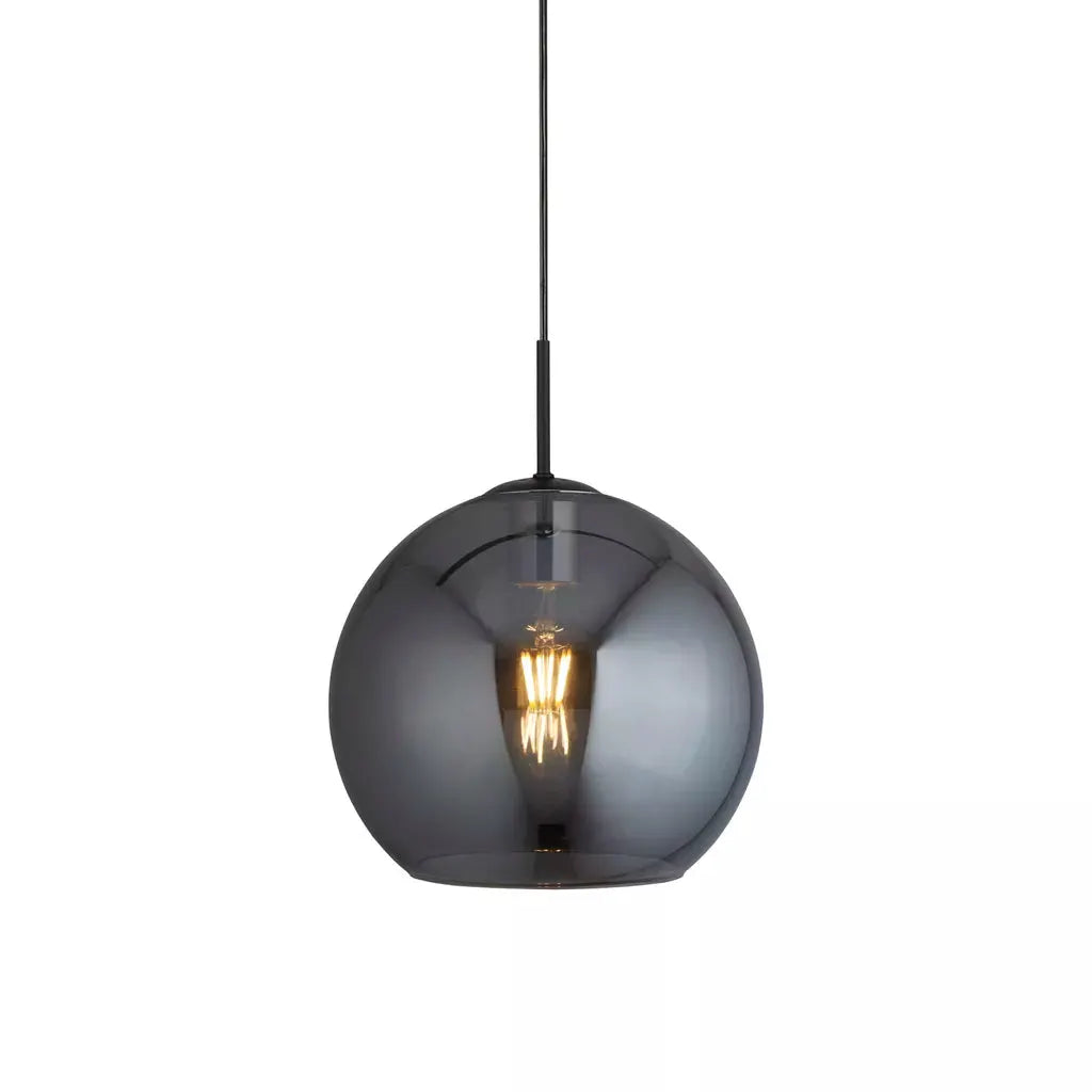 Searchlight Pendant Lights Amsterdam Pendant - Black Metal & Smoked Glass - Searchlight Pendant Lights Amsterdam Pendant - Black Metal & Smoked Glass
