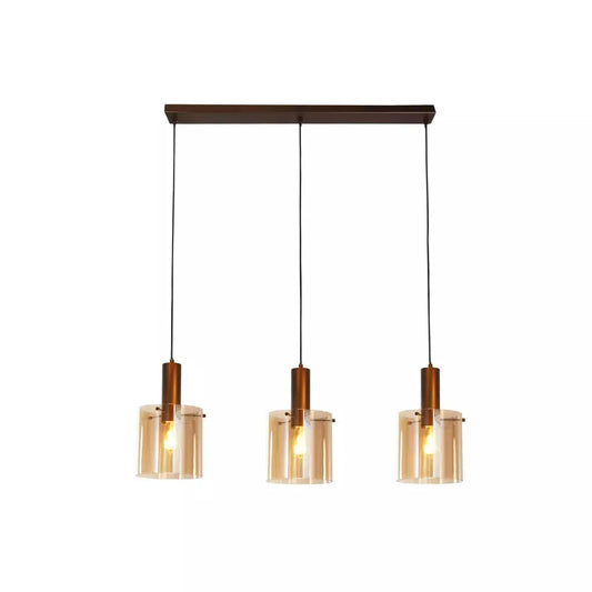 Searchlight Pendant Lights Sweden 3Lt Bar Pendant - Mocha Metal & Amber Glass - Searchlight Pendant Lights Sweden 3Lt Bar Pendant - Mocha Metal & Amber Glass