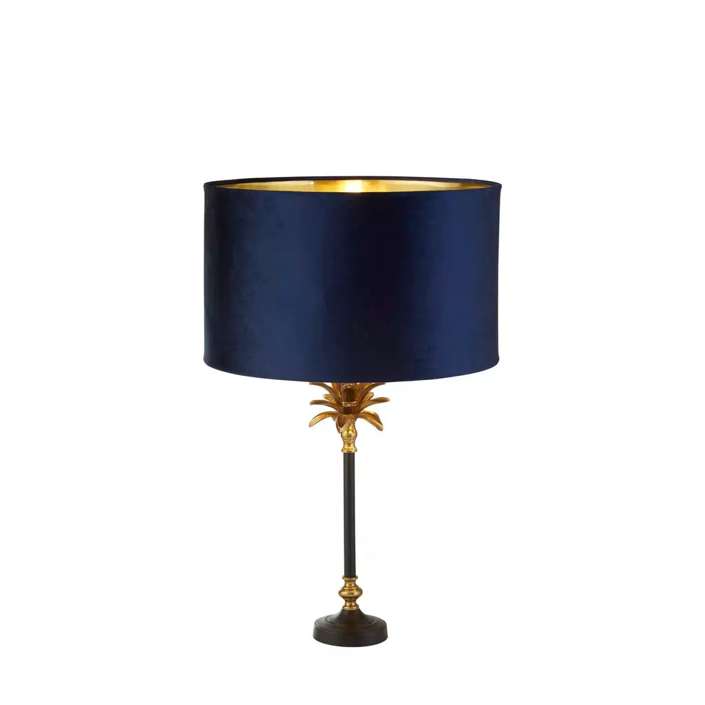 searchlight table lamps Palm Table Lamp - Antique Brass & Black, Navy Velvet Shade - searchlight table lamps Palm Table Lamp - Antique Brass & Black, Navy Velvet Shade