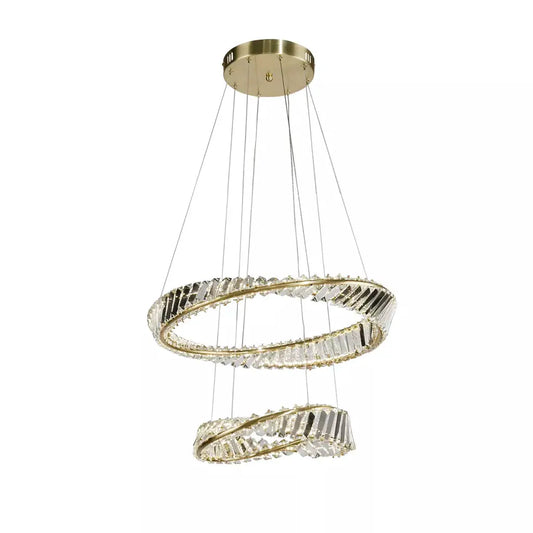 Searchlight Pendant Lights Lux & Belle LED 2 Tier Pendant-Satin Brass Metal&Clear Cryst - Searchlight Pendant Lights Lux & Belle LED 2 Tier Pendant-Satin Brass Metal&Clear Cryst
