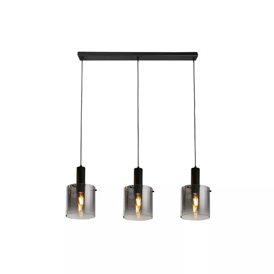Searchlight Pendant Lights Sweden 3Lt Bar Pendant - Black Metal & Smoked Ombre Glass - Searchlight Pendant Lights Sweden 3Lt Bar Pendant - Black Metal & Smoked Ombre Glass