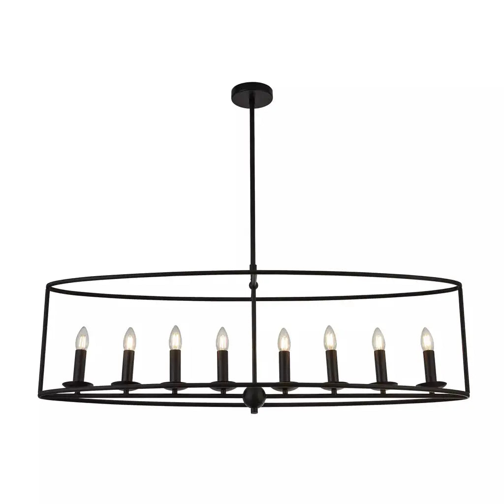 Searchlight Pendant Lights 8Lt Framed Pendant With Telescopic Rod- Black - Searchlight Pendant Lights 8Lt Framed Pendant With Telescopic Rod- Black