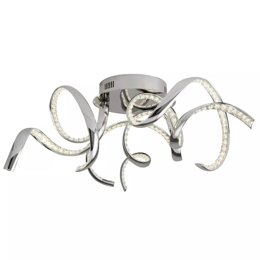 Searchlight Twirls LED Flush- Chrome & Clear Crystal - Ceiling Lights Searchlight Twirls LED Flush- Chrome & Clear Crystal Ceiling Lights