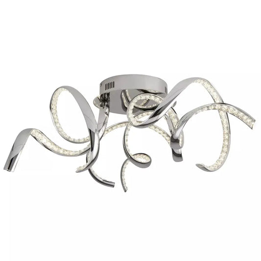 Searchlight Twirls LED Flush- Chrome & Clear Crystal - Ceiling Lights Searchlight Twirls LED Flush- Chrome & Clear Crystal Ceiling Lights