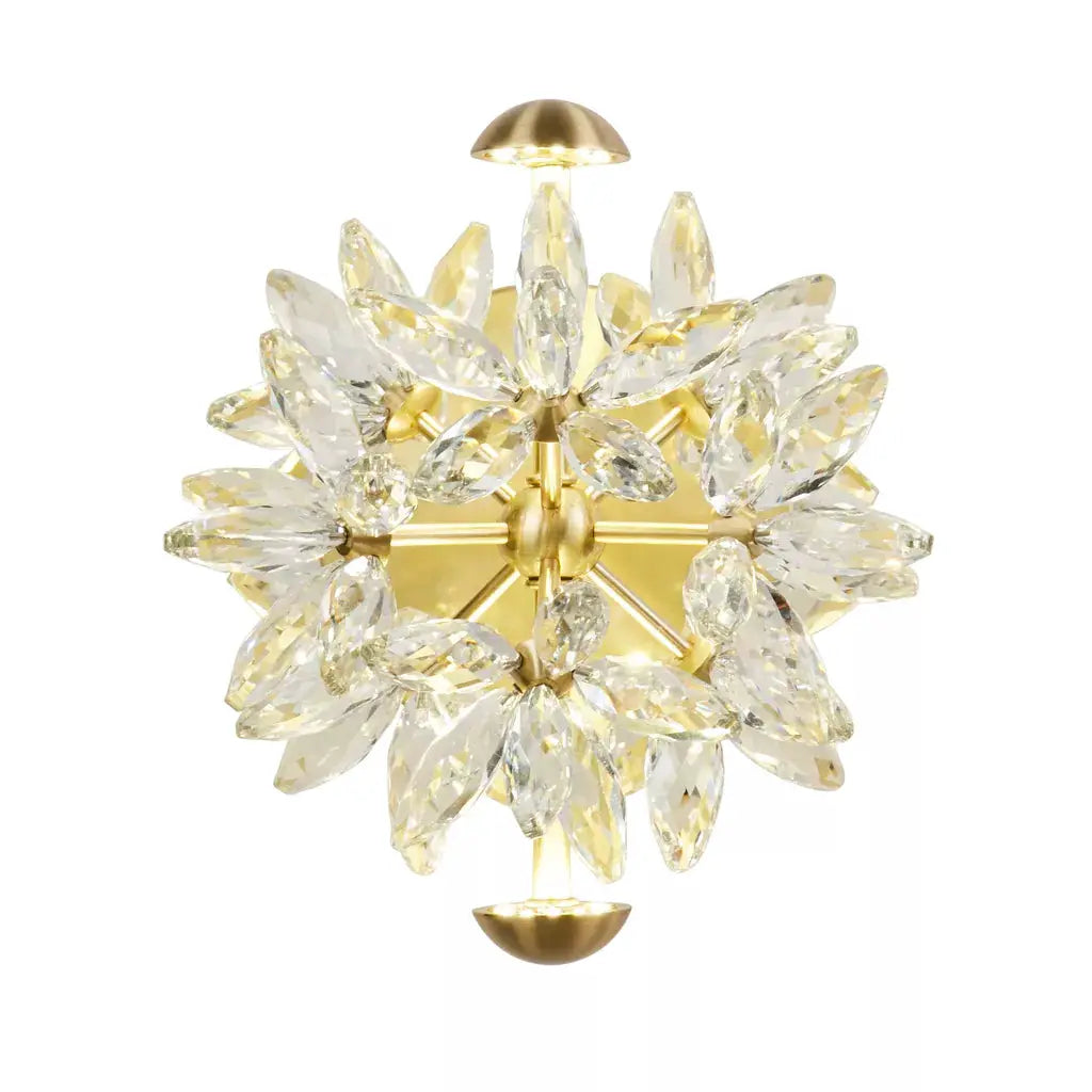 searchlight wall lights Lux & Belle LED Wall Light-Satin Brass Metal & Clear Crystal - searchlight wall lights Lux & Belle LED Wall Light-Satin Brass Metal & Clear Crystal