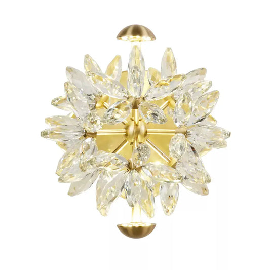 searchlight wall lights Lux & Belle LED Wall Light-Satin Brass Metal & Clear Crystal - searchlight wall lights Lux & Belle LED Wall Light-Satin Brass Metal & Clear Crystal