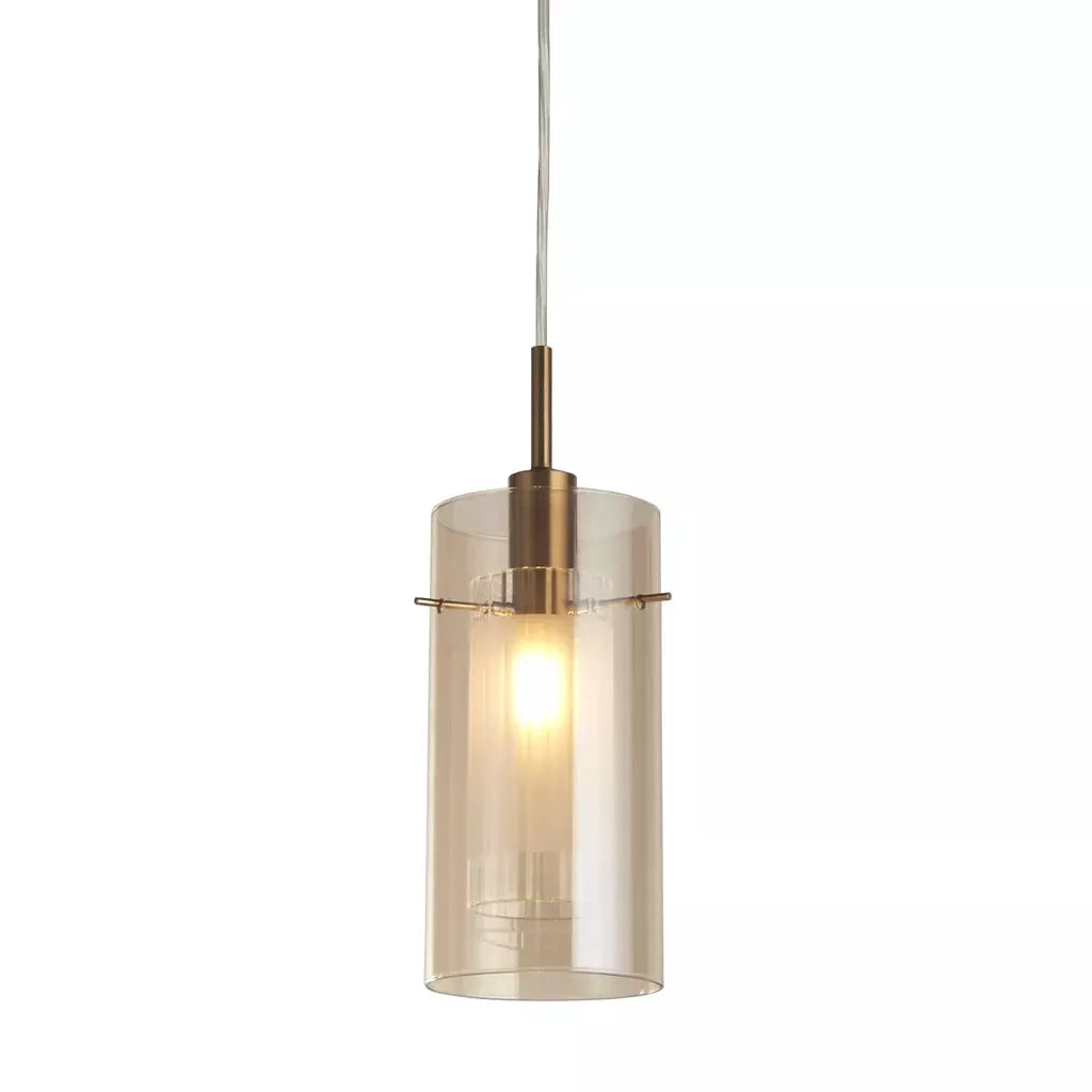 Searchlight Pendant Lights Duo III Pendant - Bronze Metal & Champagne Glass - Searchlight Pendant Lights Duo III Pendant - Bronze Metal & Champagne Glass
