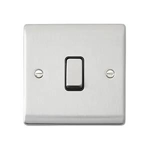 Saxby Sockets Raised Screwed 10AX 1G 2-Way Switch - Brushed Steel With Black Insert - Saxby Sockets Raised Screwed 10AX 1G 2-Way Switch - Brushed Steel With Black Insert