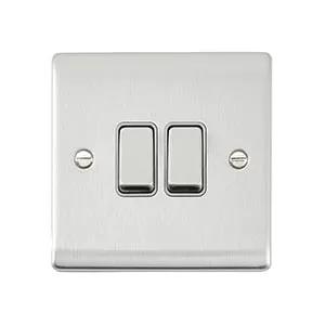 Saxby Sockets Raised Screwed 10AX 2G 2-Way Switch - Brushed Steel With Grey Insert - Saxby Sockets Raised Screwed 10AX 2G 2-Way Switch - Brushed Steel With Grey Insert