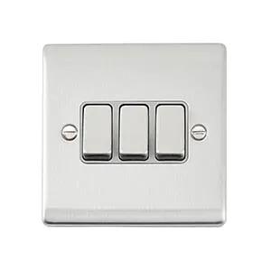 Saxby Sockets Raised Screwed 10AX 3G 2-Way Switch - Brushed Steel With Grey Insert - Saxby Sockets Raised Screwed 10AX 3G 2-Way Switch - Brushed Steel With Grey Insert
