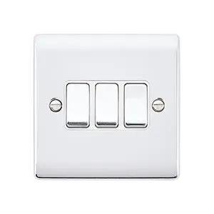 Saxby Sockets Raised Screwed 10AX 3G 2-Way Switch - Polished Chrome With White Insert - Saxby Sockets Raised Screwed 10AX 3G 2-Way Switch - Polished Chrome With White Insert