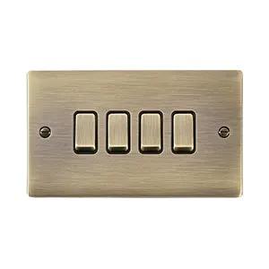 Saxby Sockets Raised Screwed 10AX 4G 2-Way Switch - Antique Brass With Black Insert - Saxby Sockets Raised Screwed 10AX 4G 2-Way Switch - Antique Brass With Black Insert