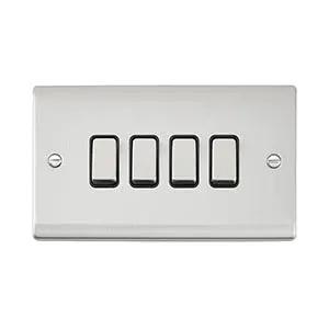 Saxby Sockets Raised Screwed 10AX 4G 2-Way Switch - Brushed Steel With Black Insert - Saxby Sockets Raised Screwed 10AX 4G 2-Way Switch - Brushed Steel With Black Insert