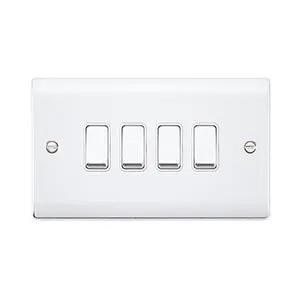 Saxby Sockets Raised Screwed 10AX 4G 2-Way Switch - Polished Chrome With White Insert - Saxby Sockets Raised Screwed 10AX 4G 2-Way Switch - Polished Chrome With White Insert