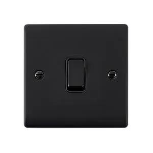Saxby Sockets Raised Screwed 10AX 1G Intermediate Switch - Matt Black With Black Insert - Saxby Sockets Raised Screwed 10AX 1G Intermediate Switch - Matt Black With Black Insert