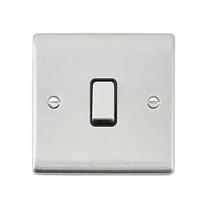 Saxby Sockets Raised Screwed 10AX 1G Intermediate Switch - Brushed Steel With Black Insert - Saxby Sockets Raised Screwed 10AX 1G Intermediate Switch - Brushed Steel With Black Insert
