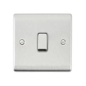 Saxby Sockets Raised Screwed 10AX 1G Intermediate Switch - Brushed Steel With Grey Insert - Saxby Sockets Raised Screwed 10AX 1G Intermediate Switch - Brushed Steel With Grey Insert