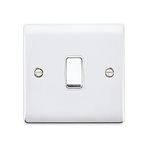 Saxby Sockets Raised Screwed 10AX 1G Intermediate Switch - Polished Chrome With White Insert - Saxby Sockets Raised Screwed 10AX 1G Intermediate Switch - Polished Chrome With White Insert