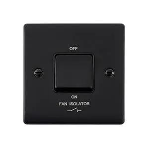 Saxby Sockets Raised Screwed 10AX 1G 3-Pole Fan Isolator Switch - Matt Black With Black Insert - Saxby Sockets Raised Screwed 10AX 1G 3-Pole Fan Isolator Switch - Matt Black With Black Insert