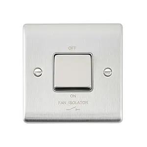 Saxby Sockets Raised Screwed 10AX 1G 3-Pole Fan Isolator Switch - Brushed Steel With Grey Insert - Saxby Sockets Raised Screwed 10AX 1G 3-Pole Fan Isolator Switch - Brushed Steel With Grey Insert