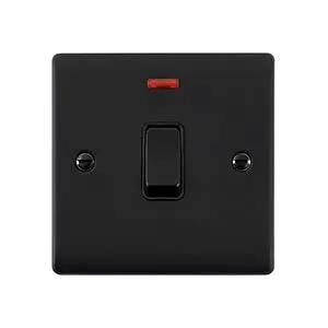 Saxby Sockets Raised Screwed 20A 1G DP Switch With Neon - Matt Black With Black Insert - Saxby Sockets Raised Screwed 20A 1G DP Switch With Neon - Matt Black With Black Insert